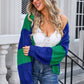 Angel Wings Striped Open Front Dropped Shoulder Cardigan