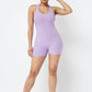 Honeycomb Jacquard Sleeveless Cross Back Romper