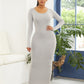 Round Neck Long Sleeve Maxi Wrap Dress
