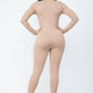 Front Zipper Mock Neck Open Thumb Long Sleeve Jumpsuit