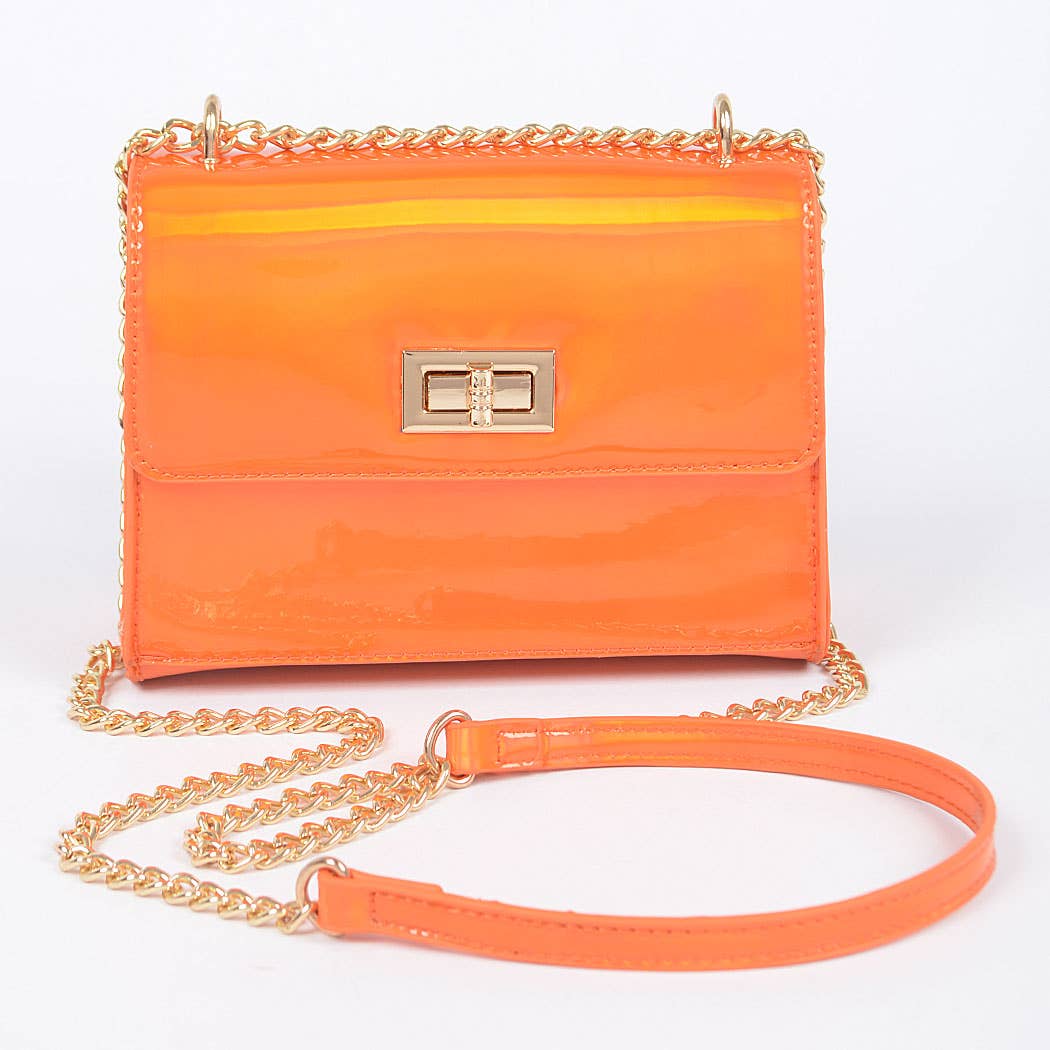 Mirror Metallic Flap Crossbody Bag