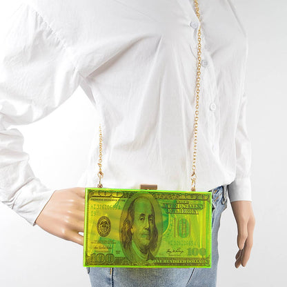 Money Printed Transparent Hard Case Bag