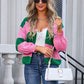 Angel Wings Striped Open Front Dropped Shoulder Cardigan