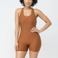 Honeycomb Jacquard Sleeveless Cross Back Romper