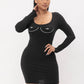 Screen Print Long Sleeve Bodycon Dress