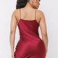 Satin Solid Cowl Neck Spaghetti Strap Bodycon Mini Dress