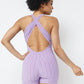 Honeycomb Jacquard Sleeveless Cross Back Romper