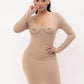 Screen Print Long Sleeve Bodycon Dress