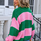 Angel Wings Striped Open Front Dropped Shoulder Cardigan