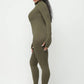 Front Zipper Mock Neck Open Thumb Long Sleeve Jumpsuit