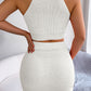 Heart Contrast Ribbed Sleeveless Knit Top and Skirt Set