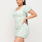 Mesh Inside Lining Flower Detail Mini Dress