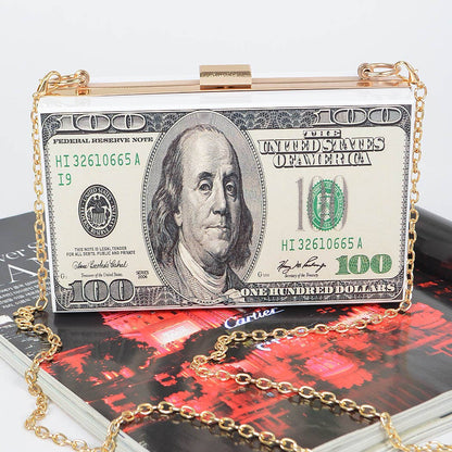 Money Printed Transparent Hard Case Bag