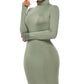 Mock Neck Long Sleeve Maxi Slim Dress