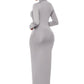 Mock Neck Long Sleeve Maxi Slim Dress