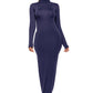 Mock Neck Long Sleeve Maxi Slim Dress