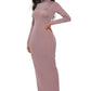 Mock Neck Long Sleeve Maxi Slim Dress