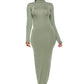 Mock Neck Long Sleeve Maxi Slim Dress