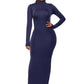 Mock Neck Long Sleeve Maxi Slim Dress