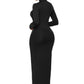 Mock Neck Long Sleeve Maxi Slim Dress