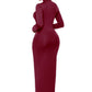 Mock Neck Long Sleeve Maxi Slim Dress