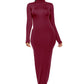 Mock Neck Long Sleeve Maxi Slim Dress