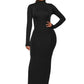 Mock Neck Long Sleeve Maxi Slim Dress