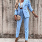 Lapel Collar Long Sleeve Blazer and Pants Set