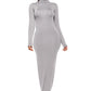 Mock Neck Long Sleeve Maxi Slim Dress
