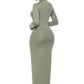 Mock Neck Long Sleeve Maxi Slim Dress